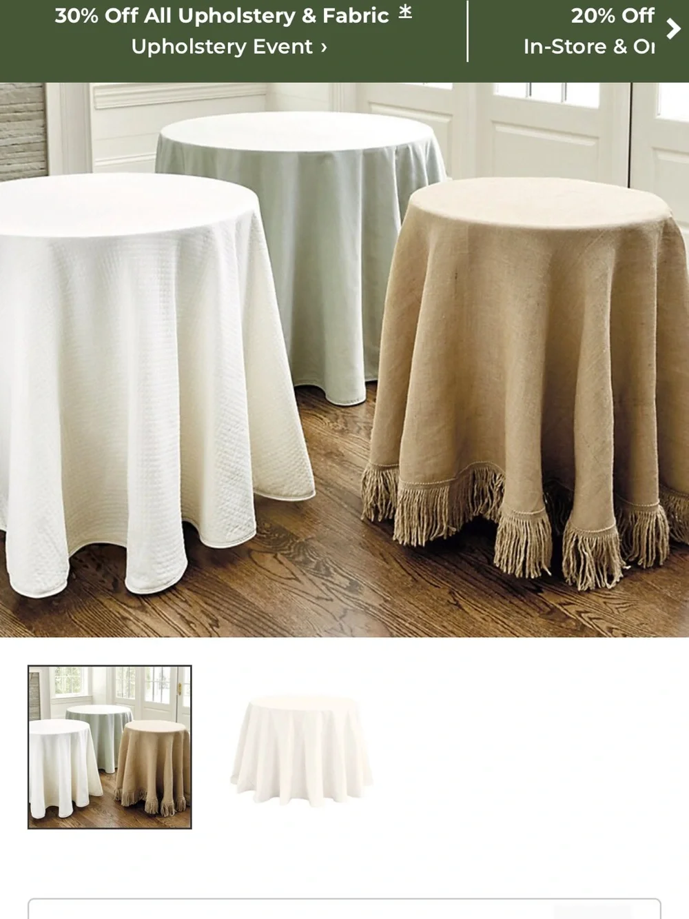 off white table cloth round from Ballard Desing 90